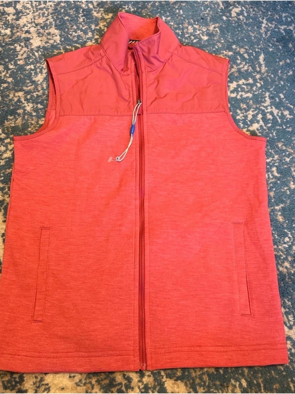 Southern Tide Red Quilted-Shoulder Zip Vest